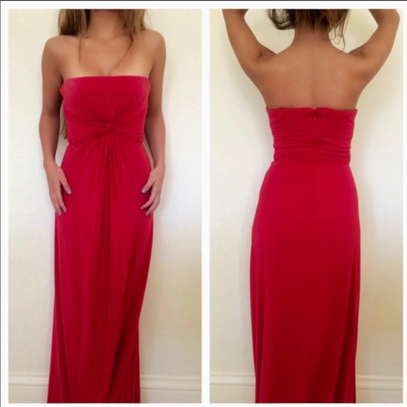 BCBGMaxAzria Dresses & Skirts - BCBG MAXAZRIA Red Strapless Maxi Dress Gown